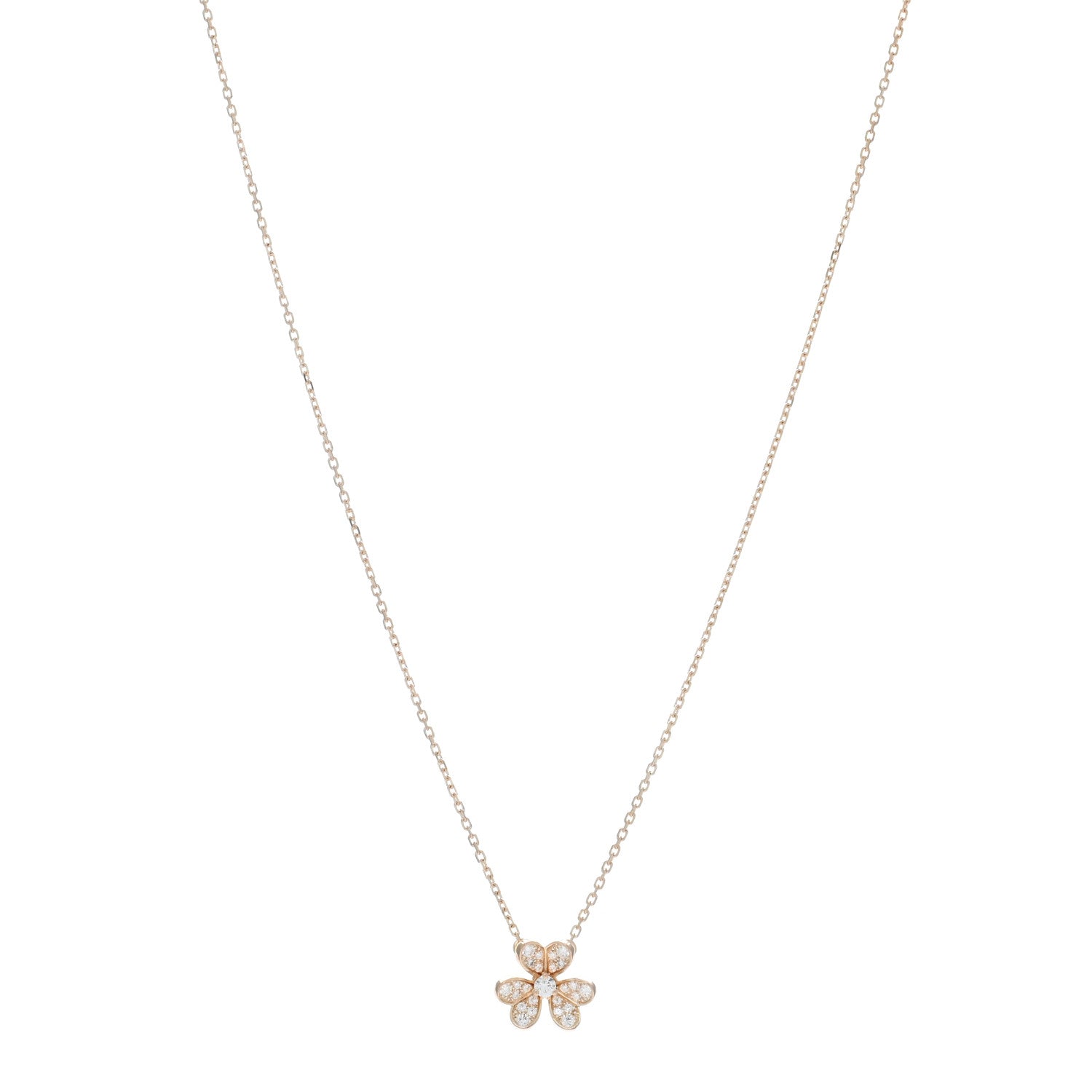 Van Cleef & Arpels 18K Rose Gold Diamond Mini Frivole Pendant Necklace 1 of 4