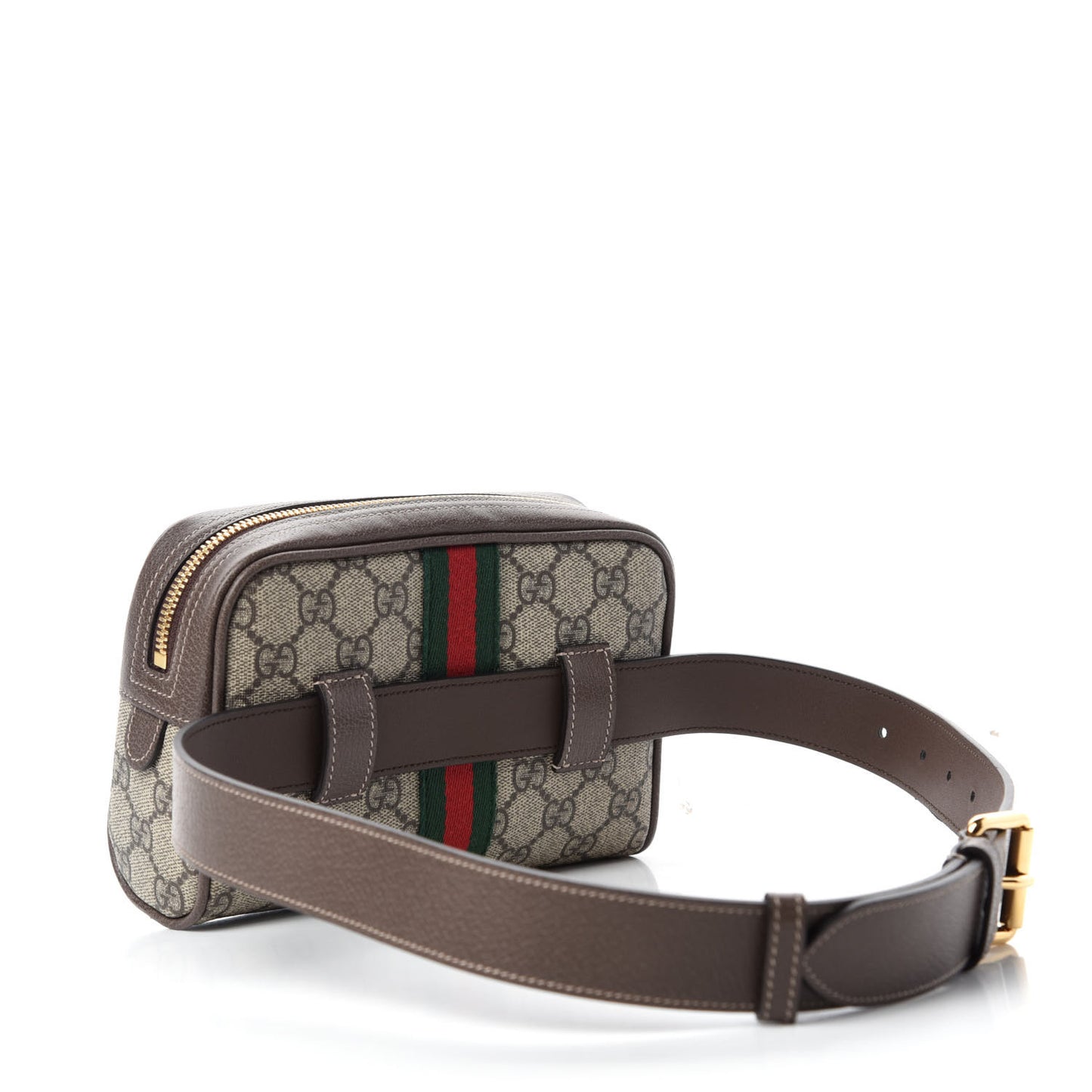 GG Supreme Monogram Web Small Ophidia Belt Bag 75 30 Dark Brown