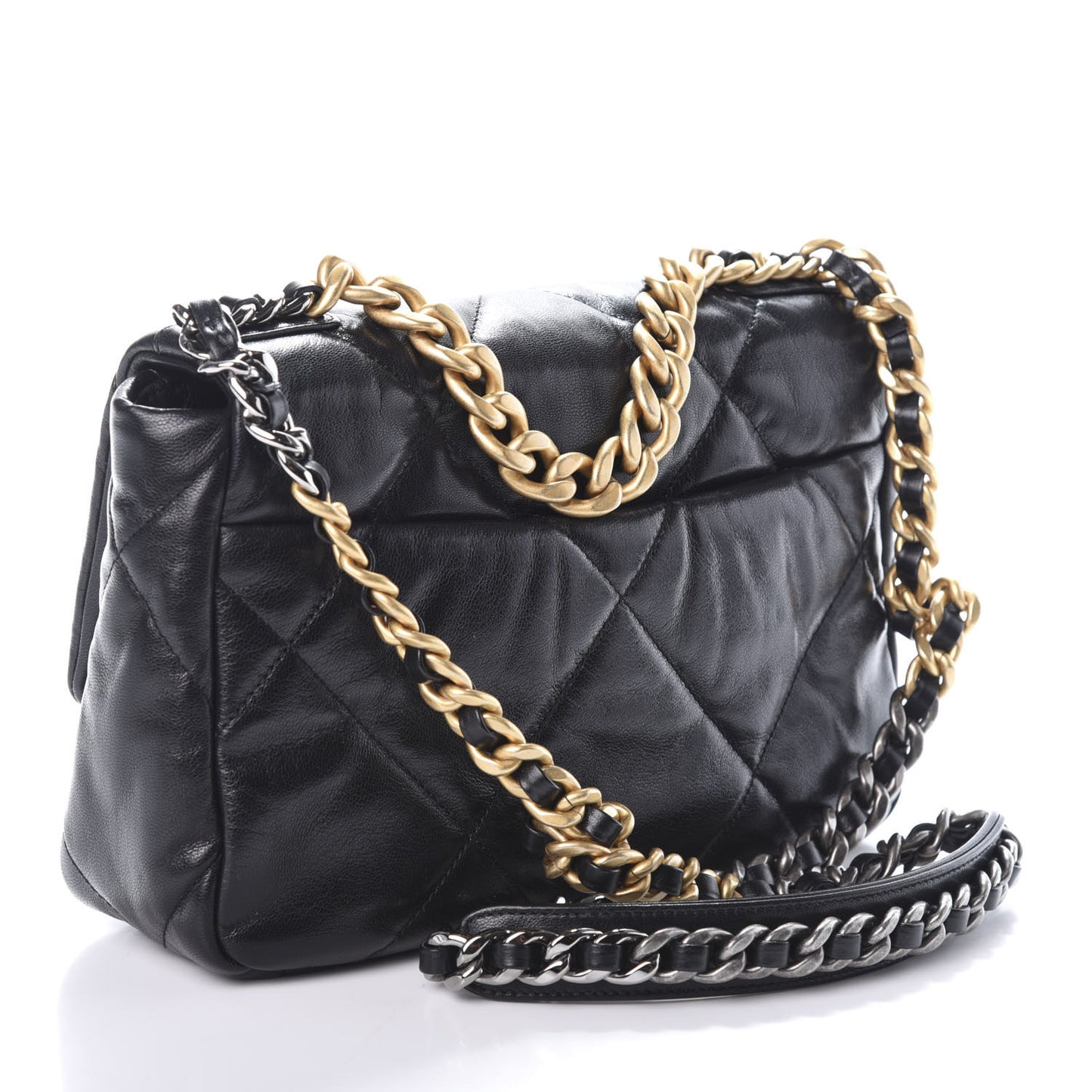 Goatskin Quilted Medium 19 Flap Black