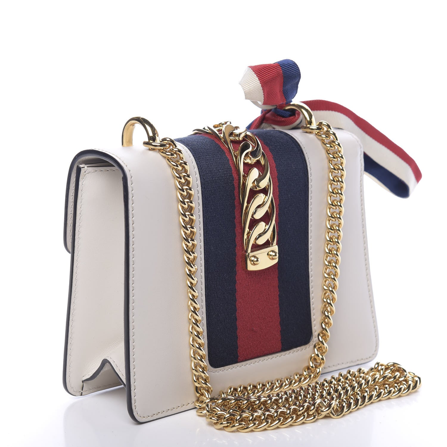 Gucci Calfskin Mini Sylvie Chain Shoulder Bag White 3 of 12