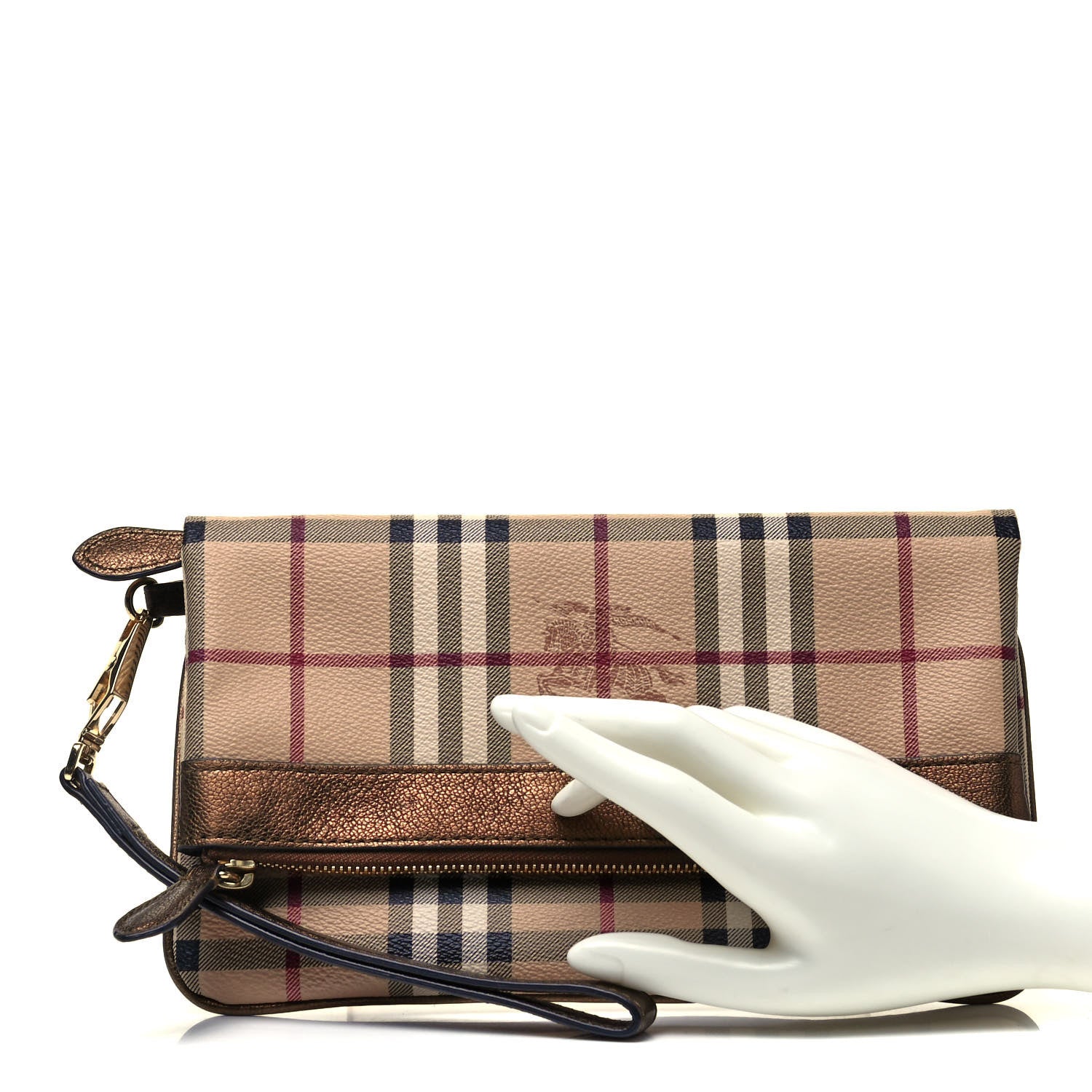Burberry Haymarket Check Metallic Adeline Foldover Clutch Brown 2 of 7