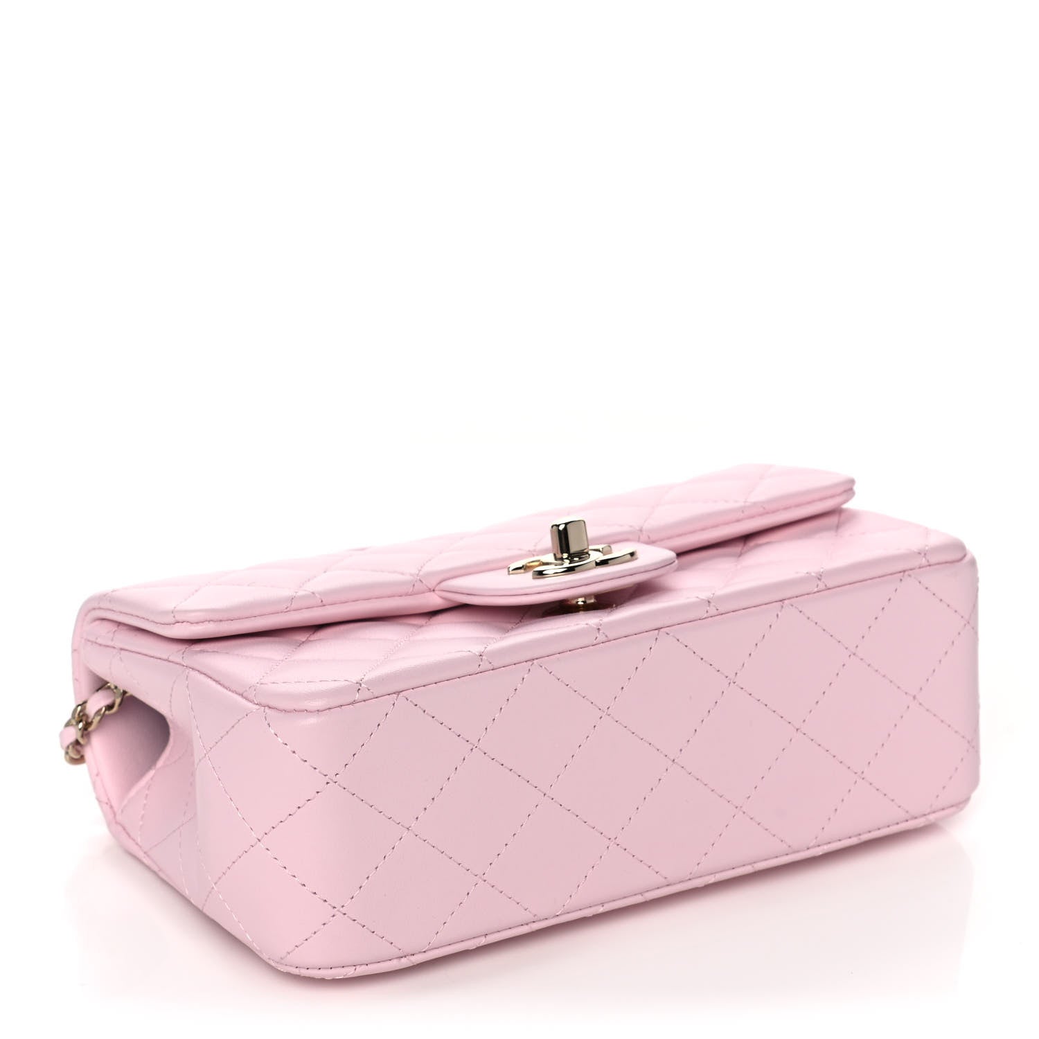 Chanel Lambskin Quilted Mini Top Handle Rectangular Flap Light Pink 4 of 14