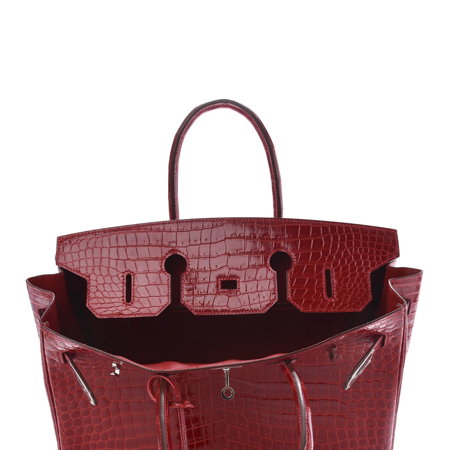 Shiny Porosus Crocodile Birkin 35 Rouge Vif