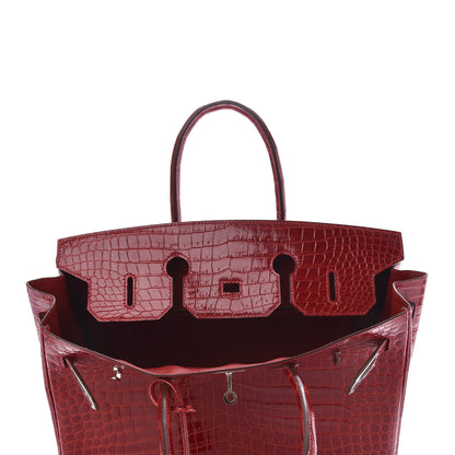 Hermes Shiny Porosus Crocodile Birkin 35 Rouge Vif 16 of 32