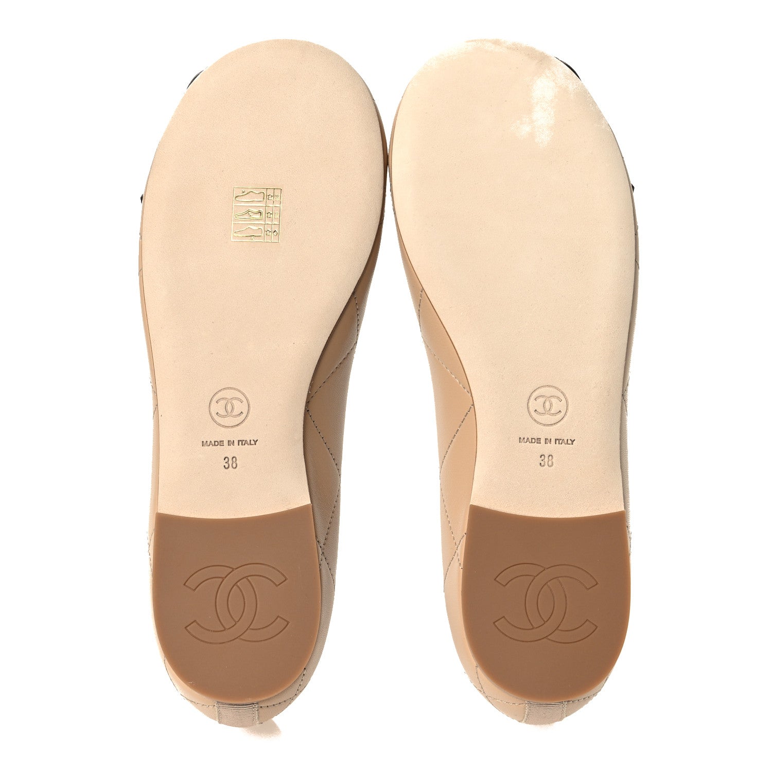Chanel Lambskin Quilted CC Cambon Ballet Flats 38 Beige Black 7 of 11