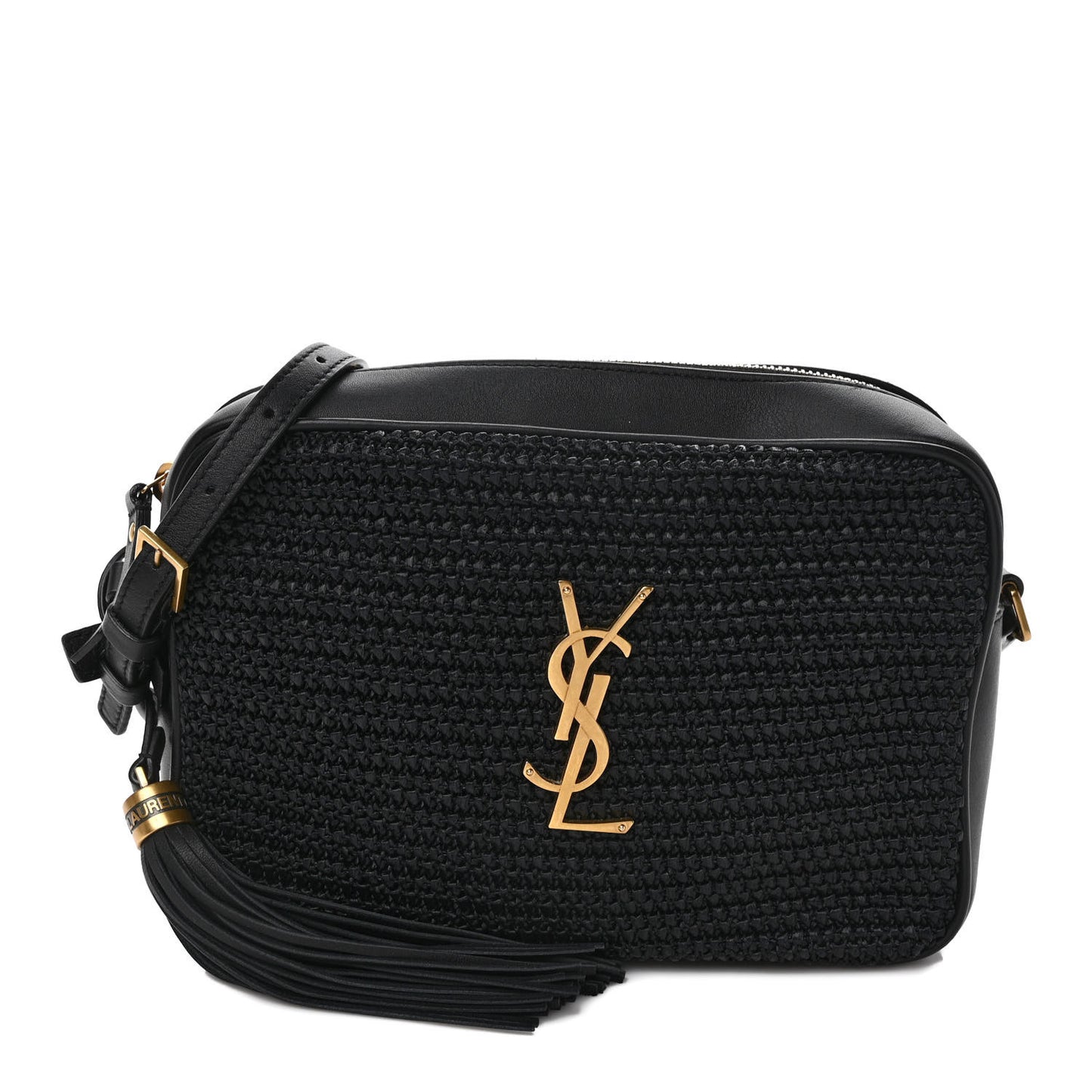 Raffia Canvas Monogram Lou Camera Bag Black