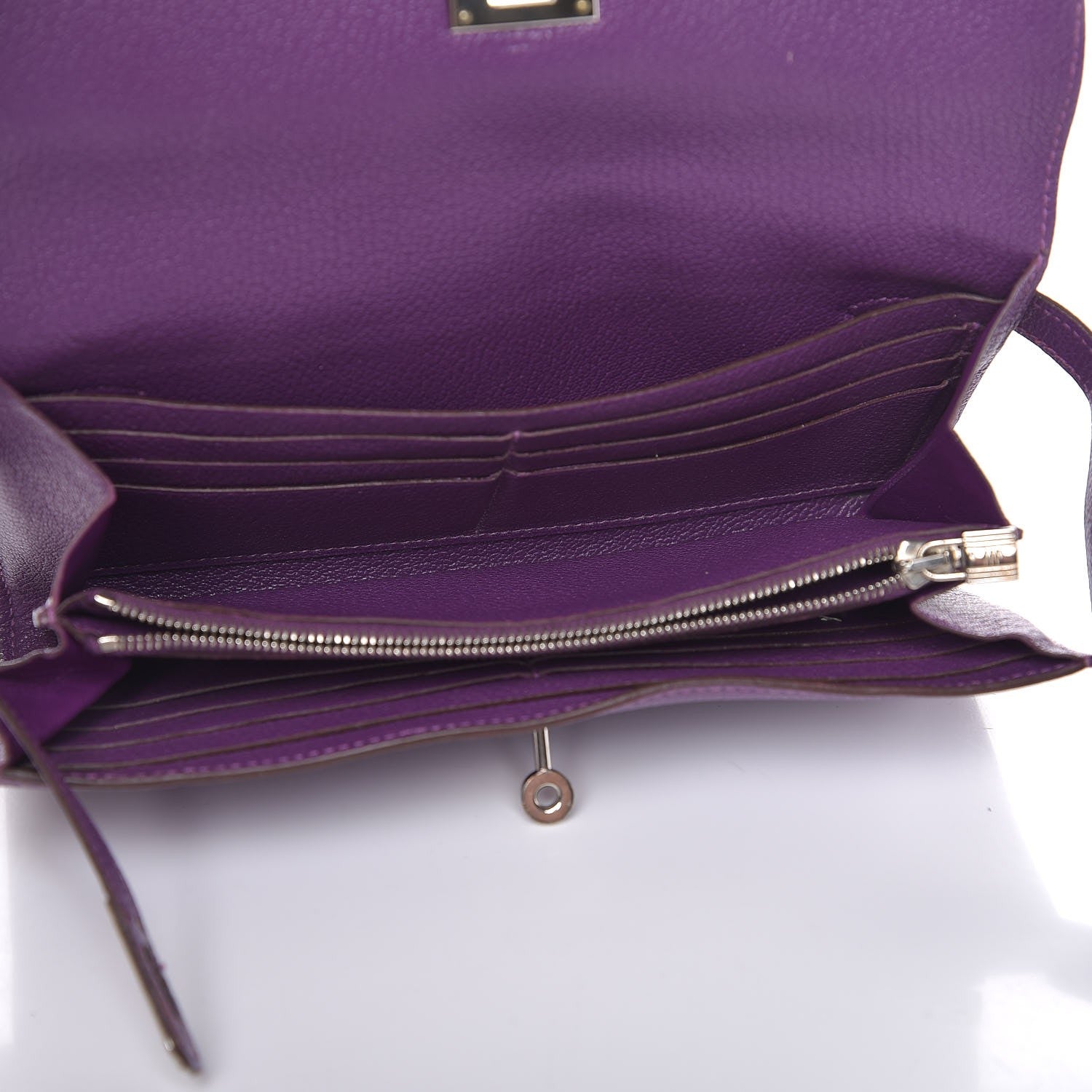 Hermes Chevre Mysore Kelly Longue Wallet Violet 5 of 15
