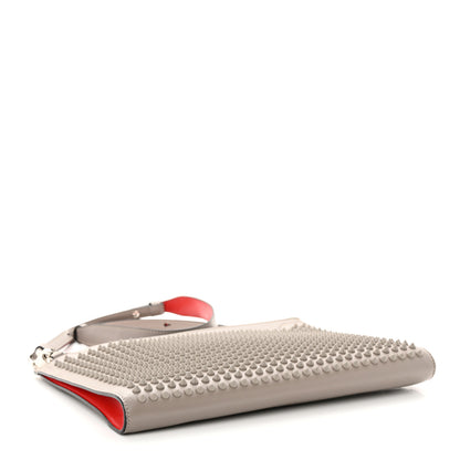 Christian Louboutin Calfskin Studded Skypouch Crossbody Clutch Grey 4 of 14