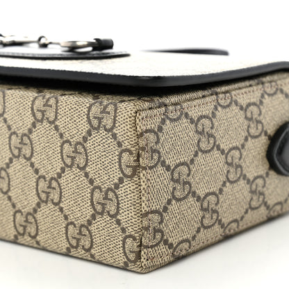 Gucci GG Supreme Monogram Mini Horsebit 1955 Shoulder Bag Beige Ebony Black 10 of 10