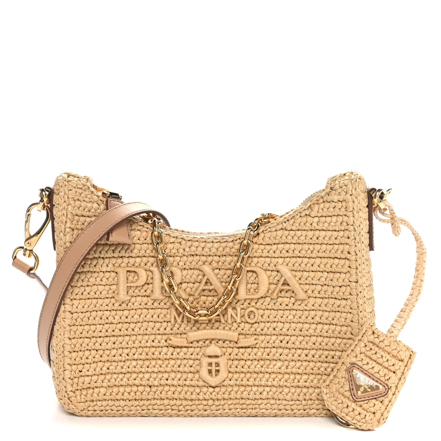 Yarn Raffia Effect Crochet Mini Re-Edition 2000 Shoulder Bag Naturale