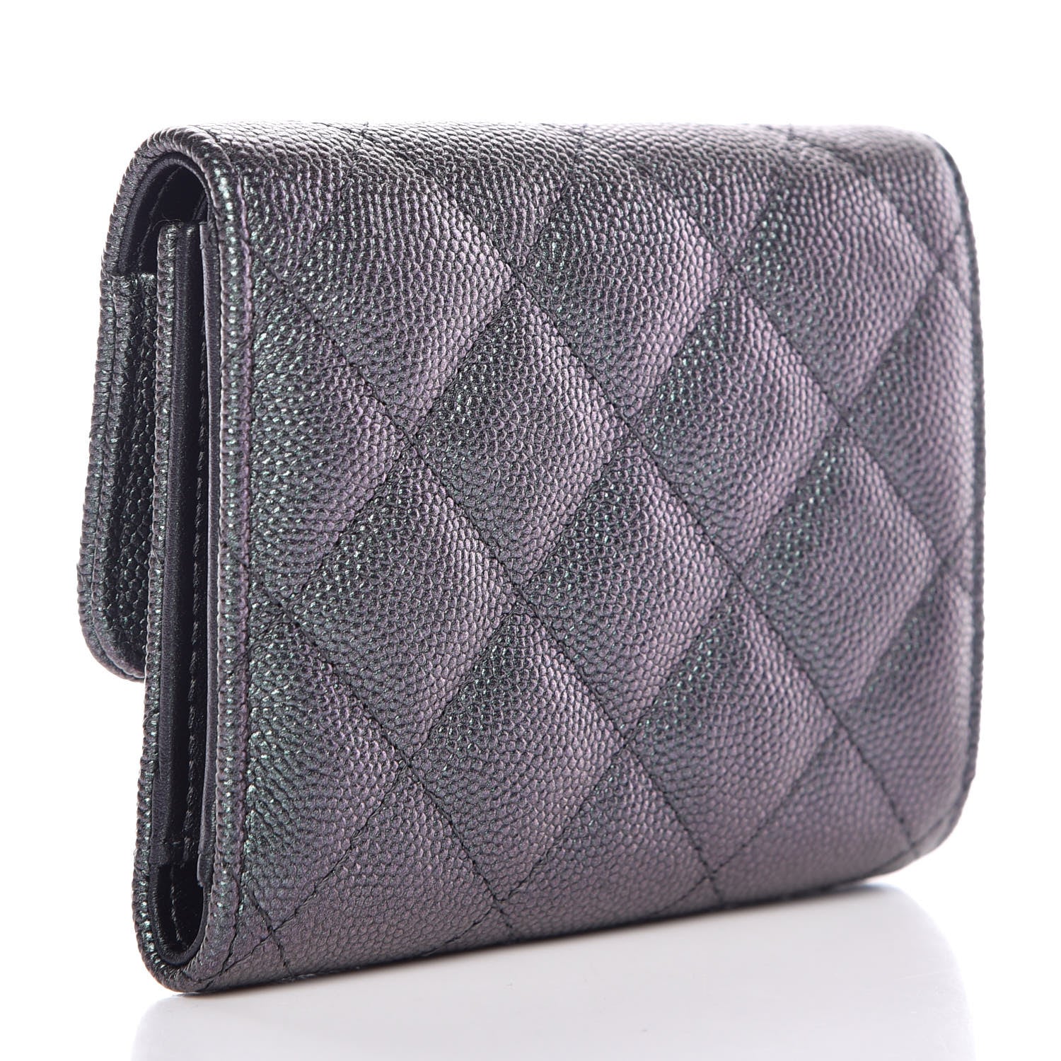 Chanel Iridescent Caviar Quilted Small Wallet Black 3 of 9