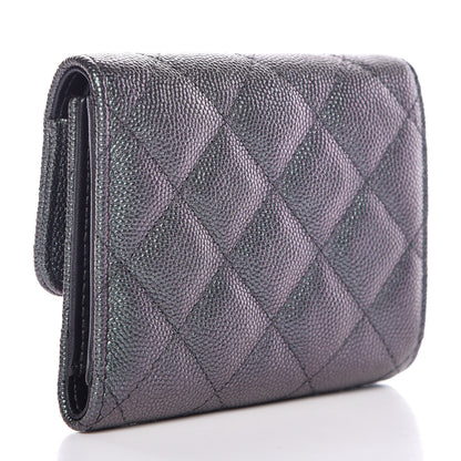 Chanel Iridescent Caviar Quilted Small Wallet Black 3 of 9