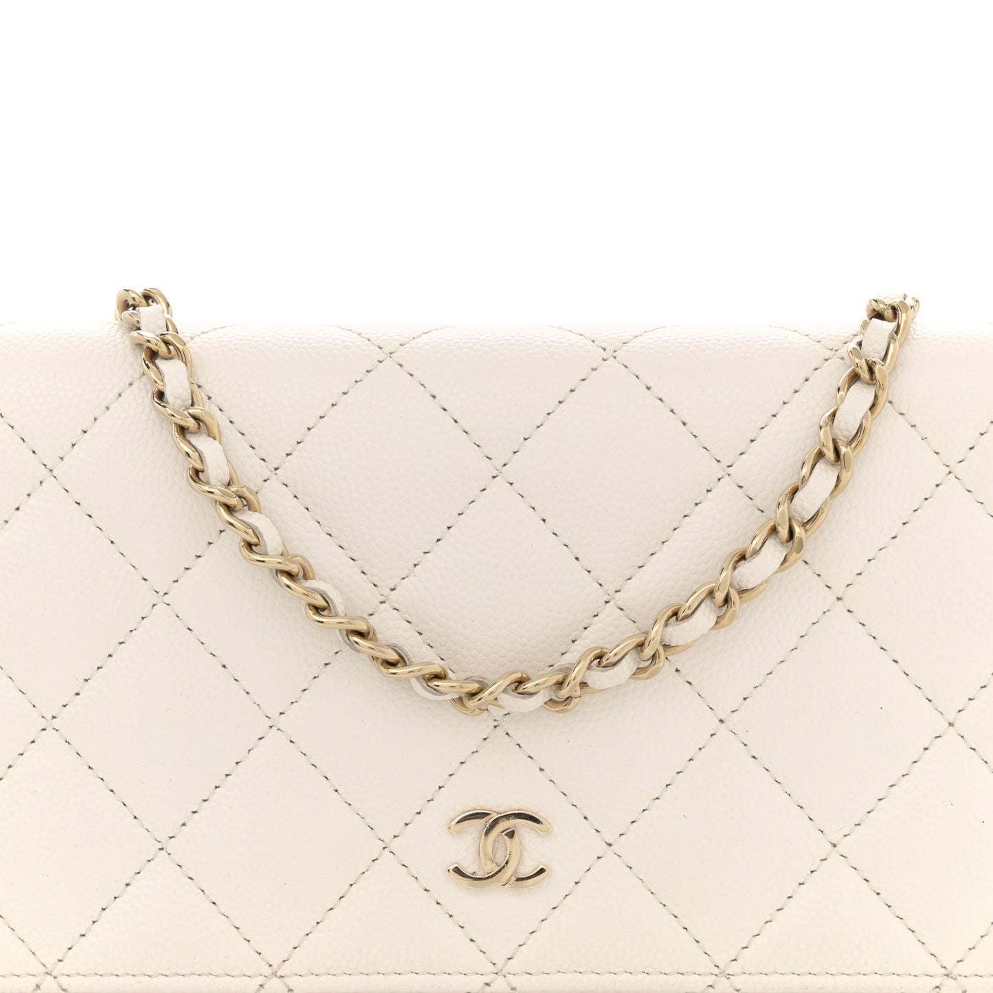 Caviar Quilted Wallet On Chain WOC White