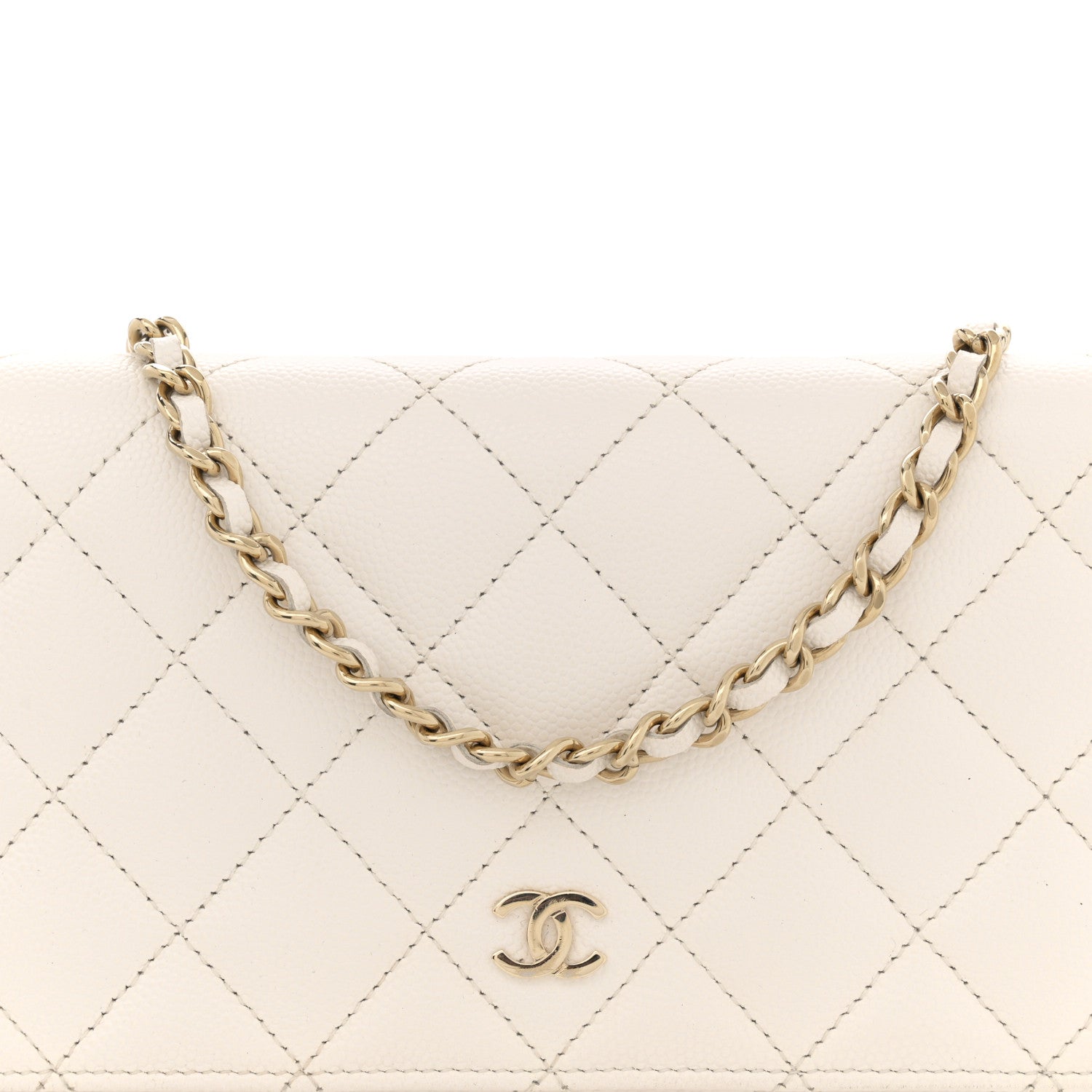 Chanel Caviar Quilted Wallet On Chain WOC White 9 of 17