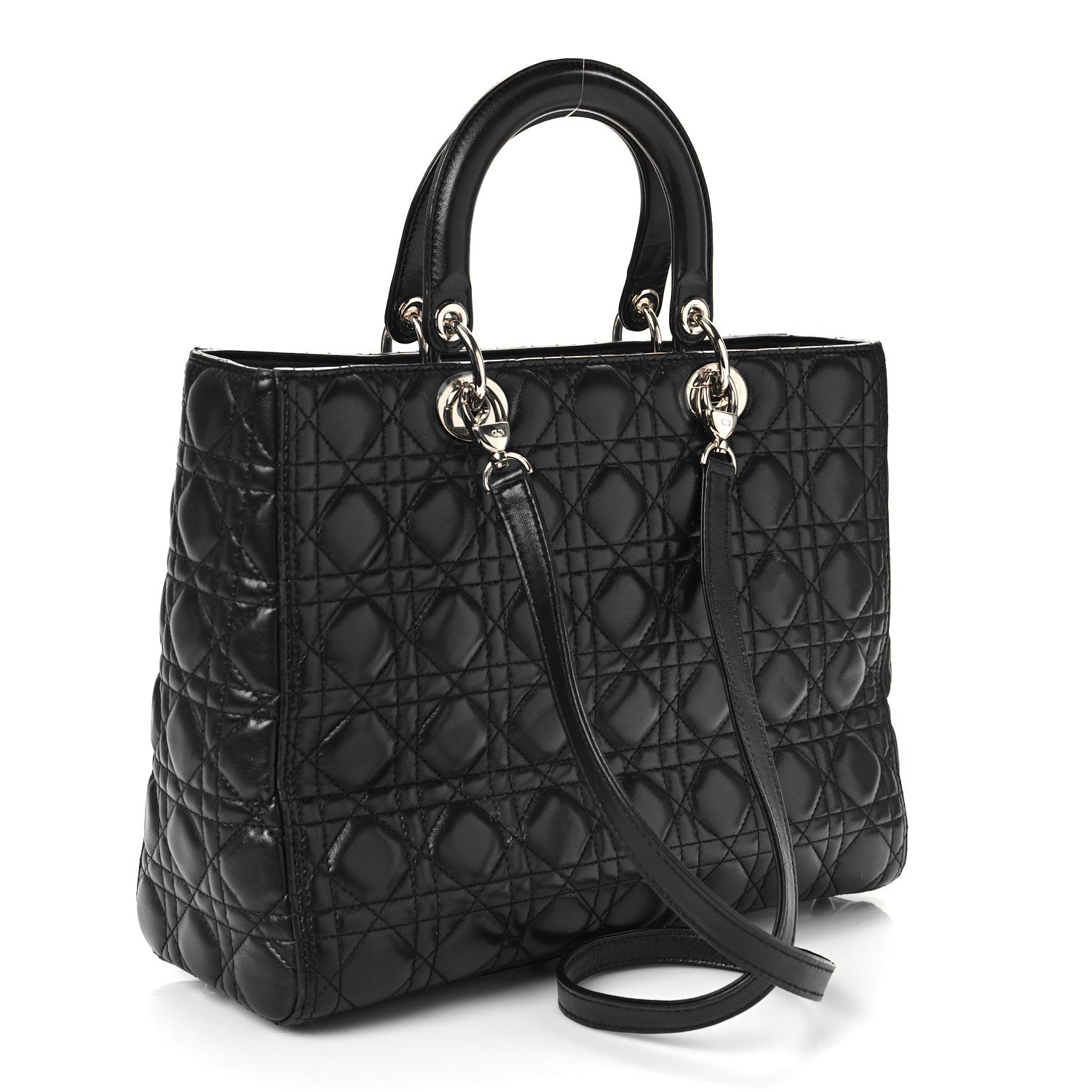 Christian Dior Lambskin Cannage Large Lady Dior Black 2 of 9