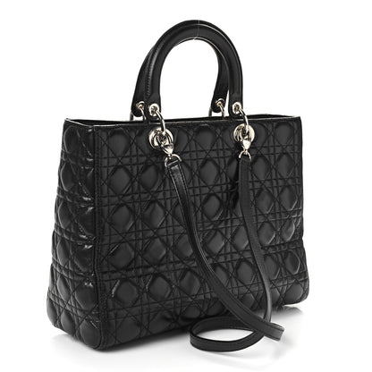 Christian Dior Lambskin Cannage Large Lady Dior Black 2 of 9