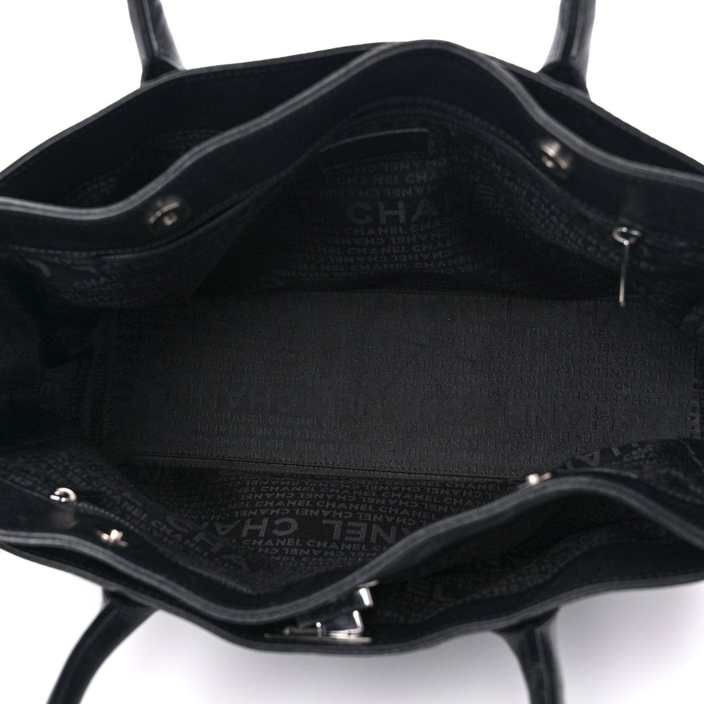 Calfskin Mademoiselle Lock Cerf Executive Shopper Tote Black
