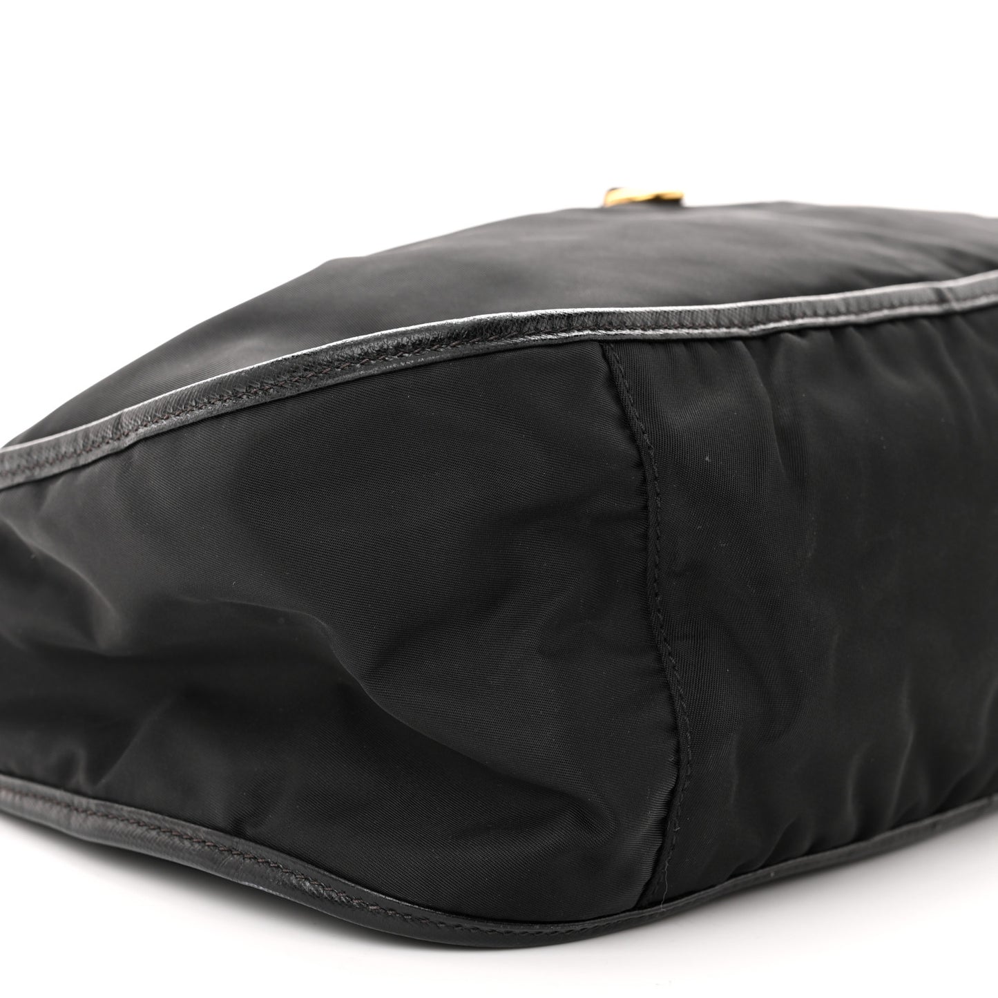 Tessuto Nylon Oro Saffiano Hobo Crossbody Black