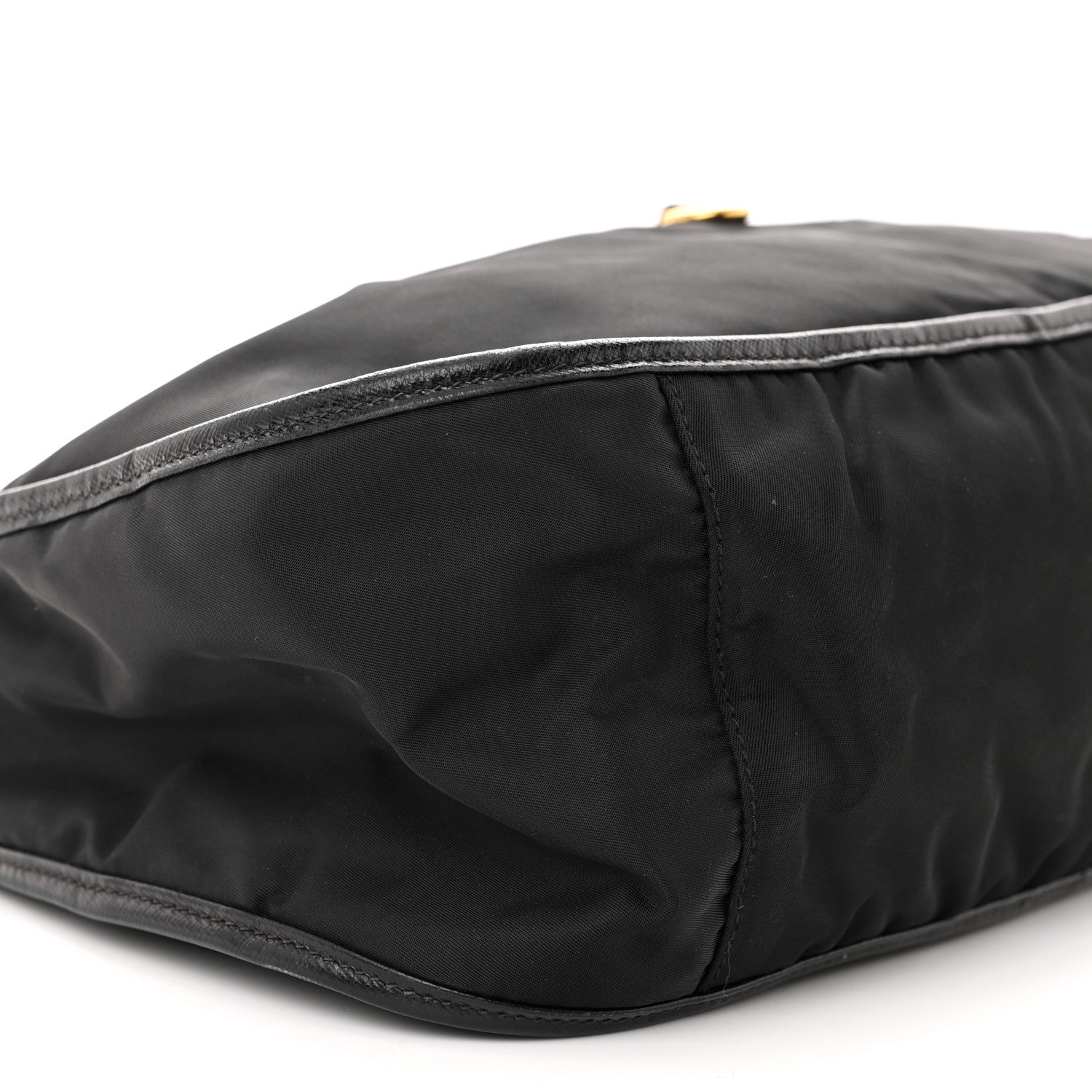 Prada Tessuto Nylon Oro Saffiano Hobo Crossbody Black 8 of 10