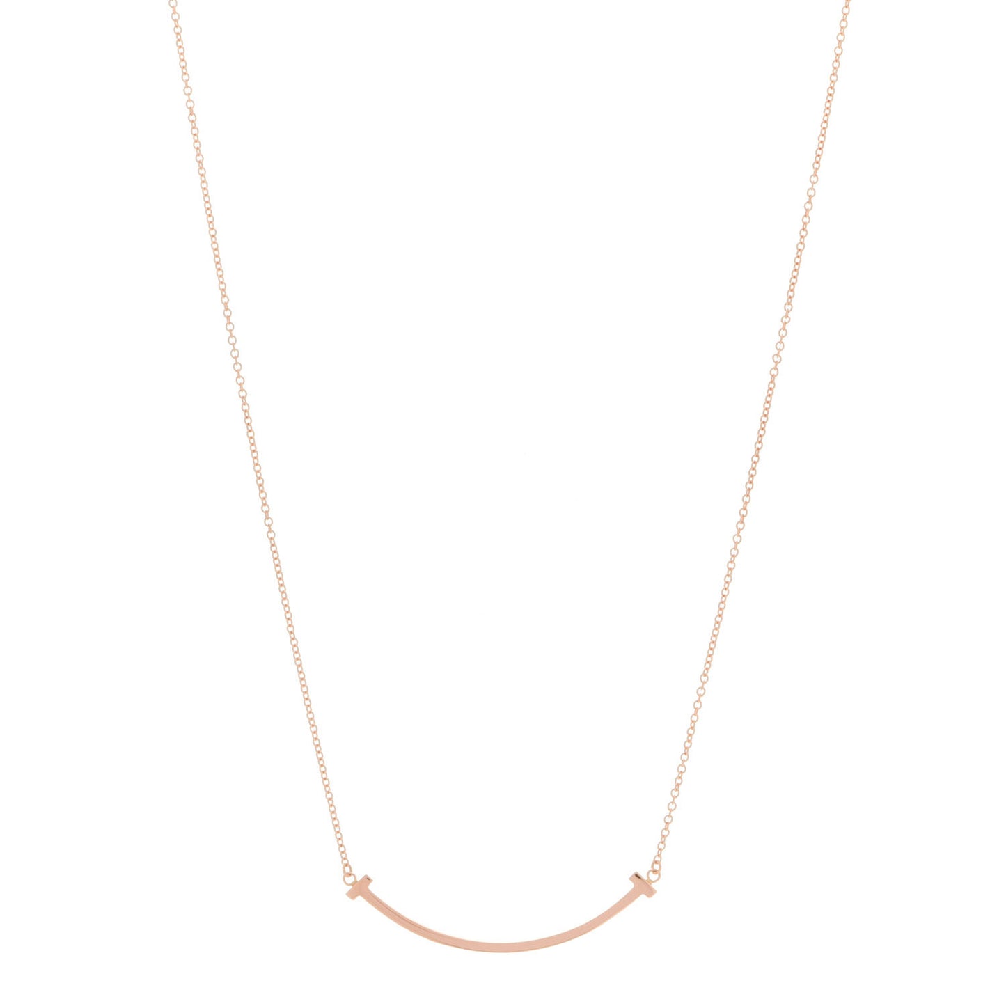 18K Rose Gold Small T Smile Pendant Necklace