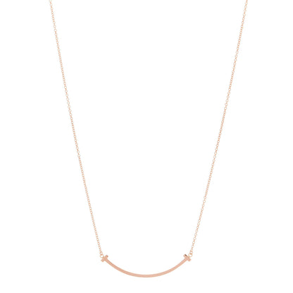 Tiffany 18K Rose Gold Small T Smile Pendant Necklace 1 of 6