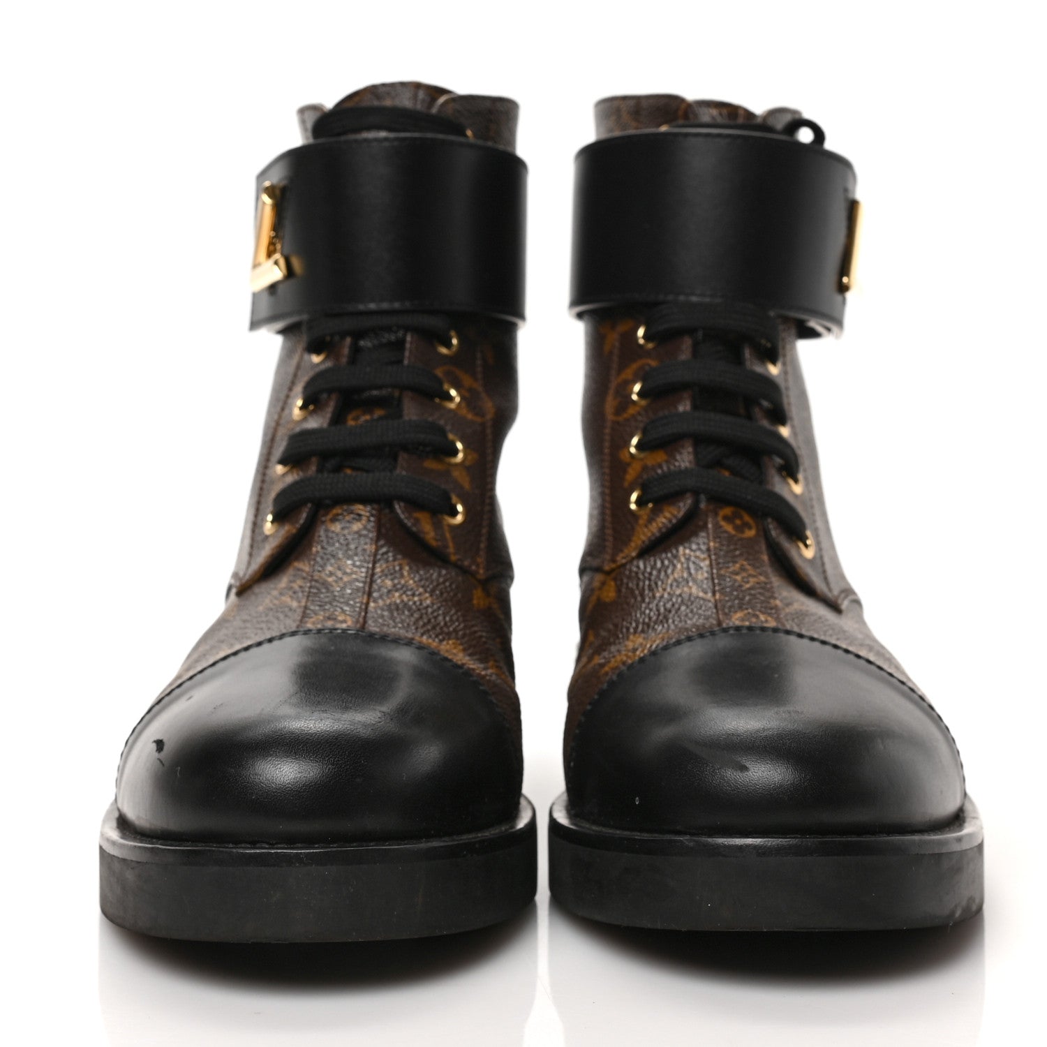 Louis Vuitton Calfskin Monogram Wonderland Flat Ranger Boots 40 Black 3 of 7