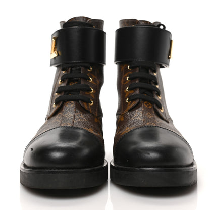 Louis Vuitton Calfskin Monogram Wonderland Flat Ranger Boots 40 Black 3 of 7