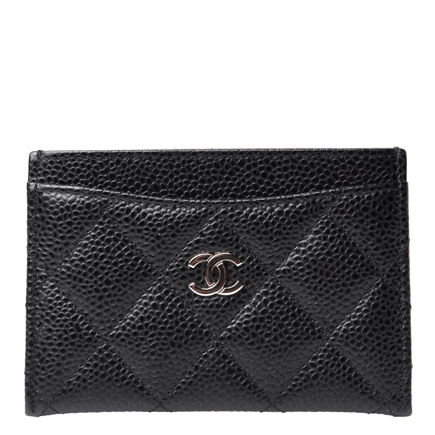 Caviar Quilted Card Holder Black