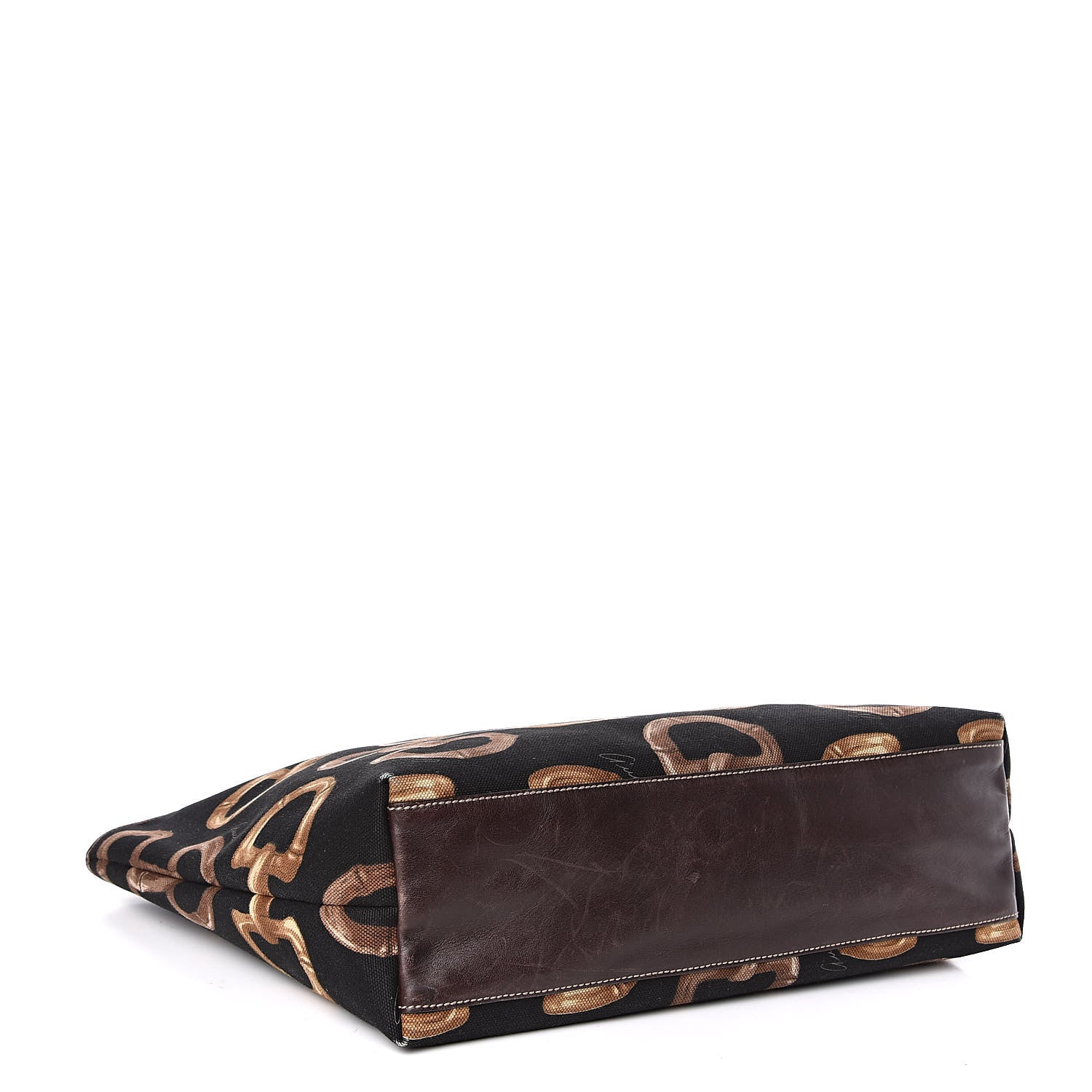 Gucci Canvas Bamboo Horsebit Print Tote Brown 4 of 14