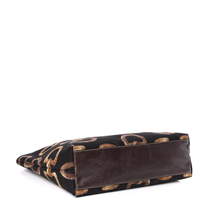 Gucci Canvas Bamboo Horsebit Print Tote Brown 4 of 14