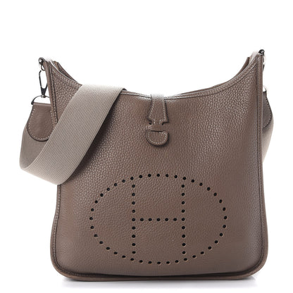 Hermes Taurillon Clemence Evelyne PM Etoupe 1 of 12