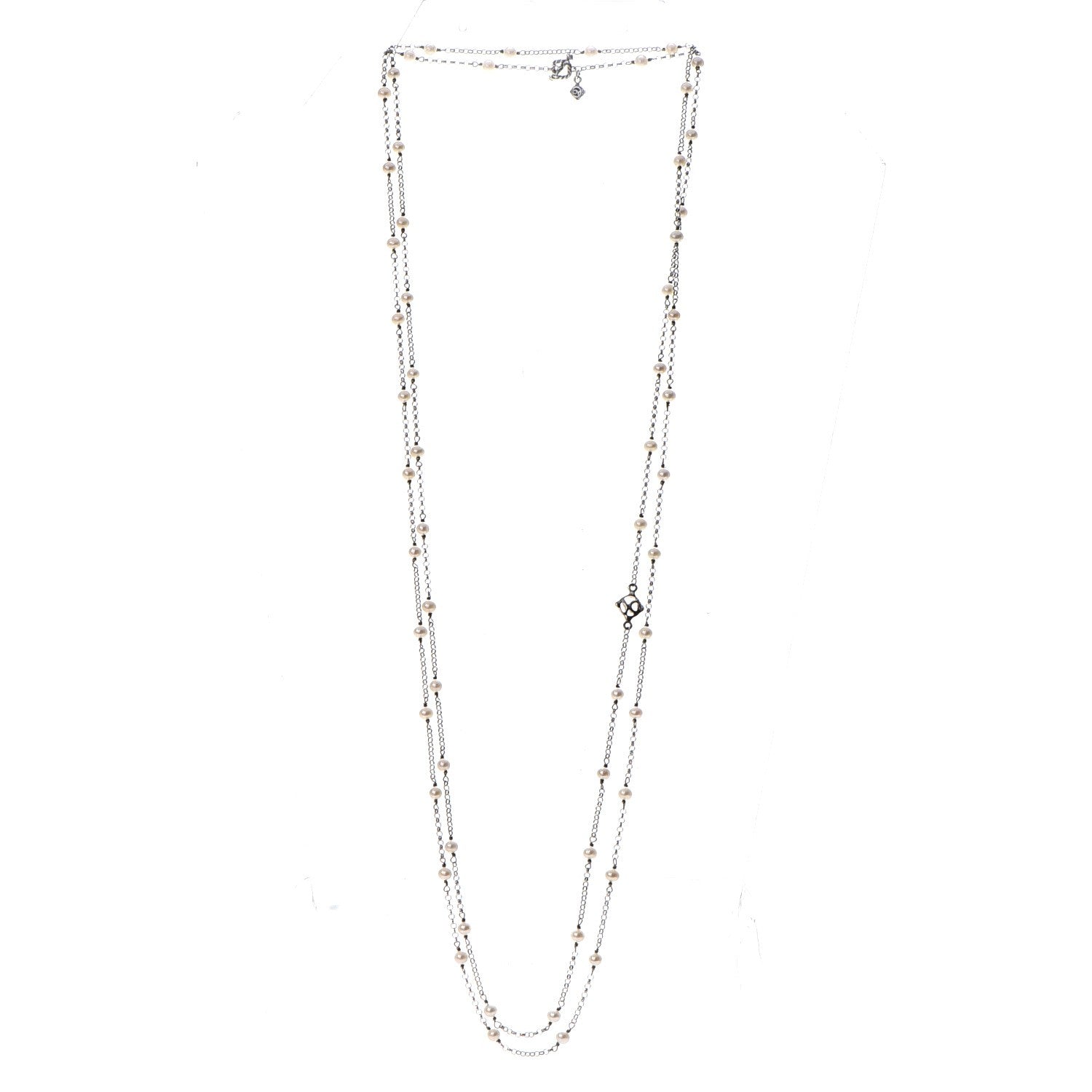 David Yurman Sterling Silver Freshwater Pearl Bead Chain Necklace 3 of 7