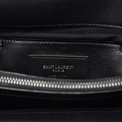 Saint Laurent Sheepskin Matelasse Chevron Monogram Monochrome Large College Satchel Black 7 of 14