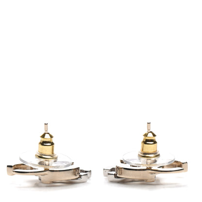 Chanel Crystal Double CC Earrings Gold Silver 3 of 5