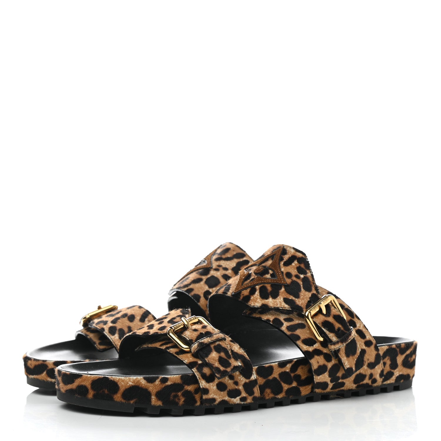 Louis Vuitton Calfskin Pony Hair Leopard Bom Dia Mule Sandals 41 Cognac Brown 3 of 8