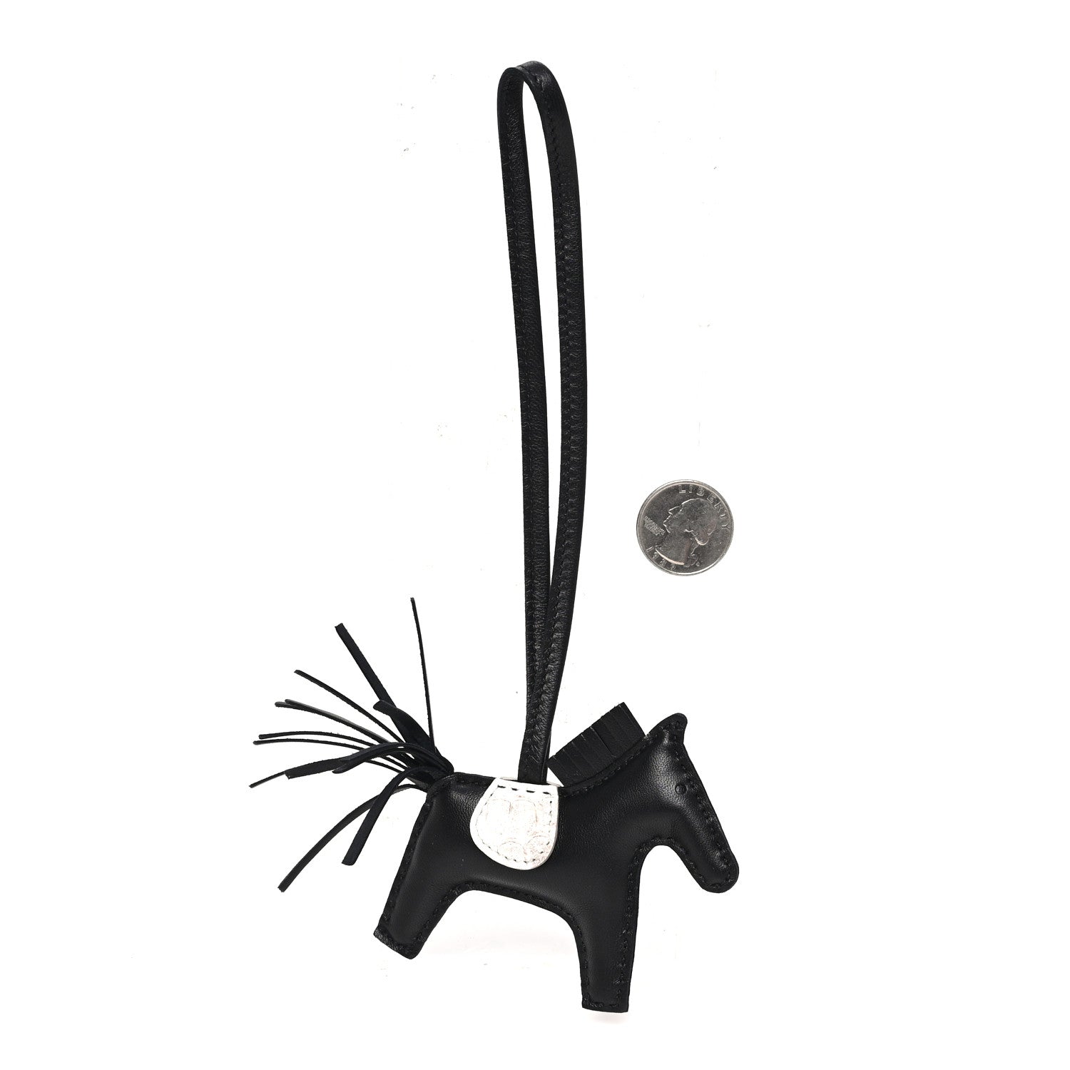 Hermes Milo Lambskin Matte Niloticus Crocodile Himalaya Touch Grigri Rodeo Horse Bag Charm PM Black White 2 of 4