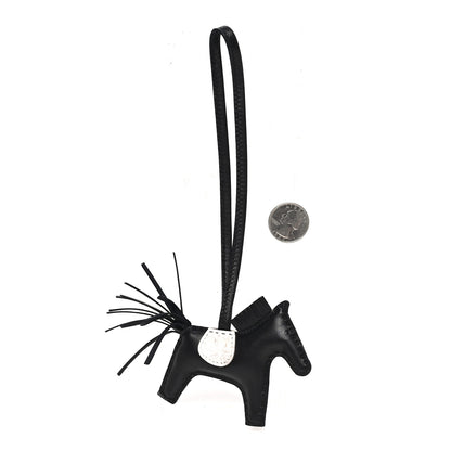 Hermes Milo Lambskin Matte Niloticus Crocodile Himalaya Touch Grigri Rodeo Horse Bag Charm PM Black White 2 of 4