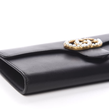 Gucci Calfskin Pearly GG Marmont Clutch Black 5 of 10