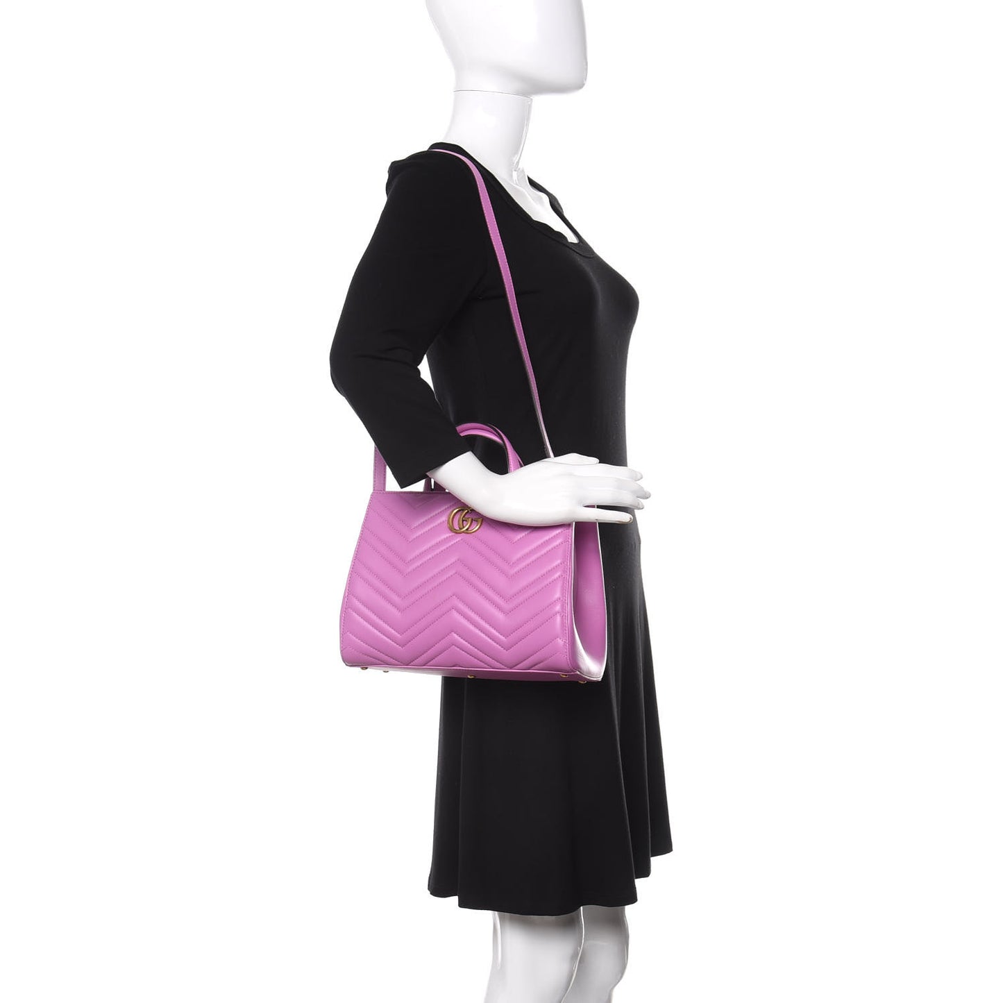 Calfskin Matelasse Small GG Marmont Tote Candy Mousse