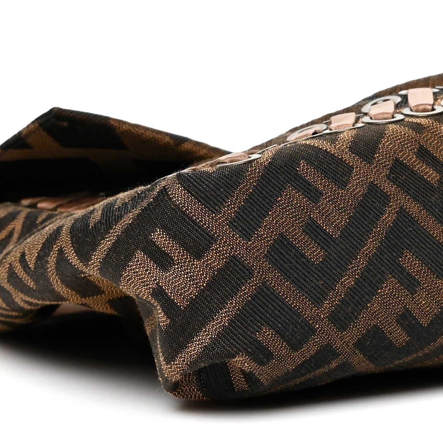 Fabric FF Diagonal Whipstich Large Convertible Baguette Tobacco