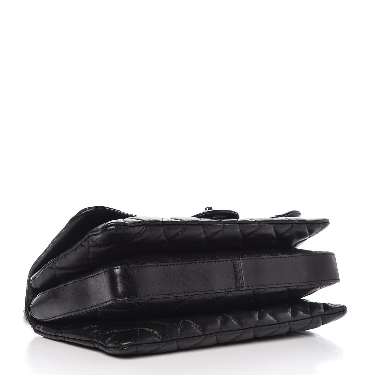 Lambskin Quilted 3 Accordion Flap Bag Black
