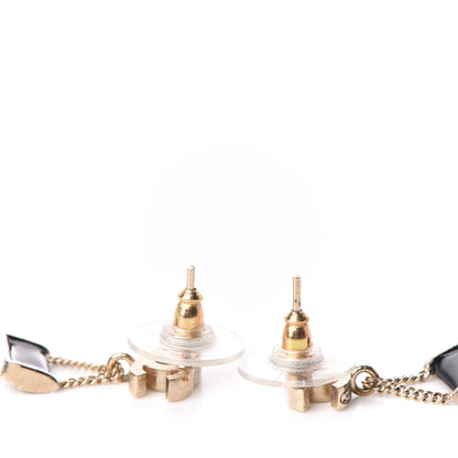 Chanel Enamel Pearl CC Flap Bag Drop Earrings Black Gold 3 of 4
