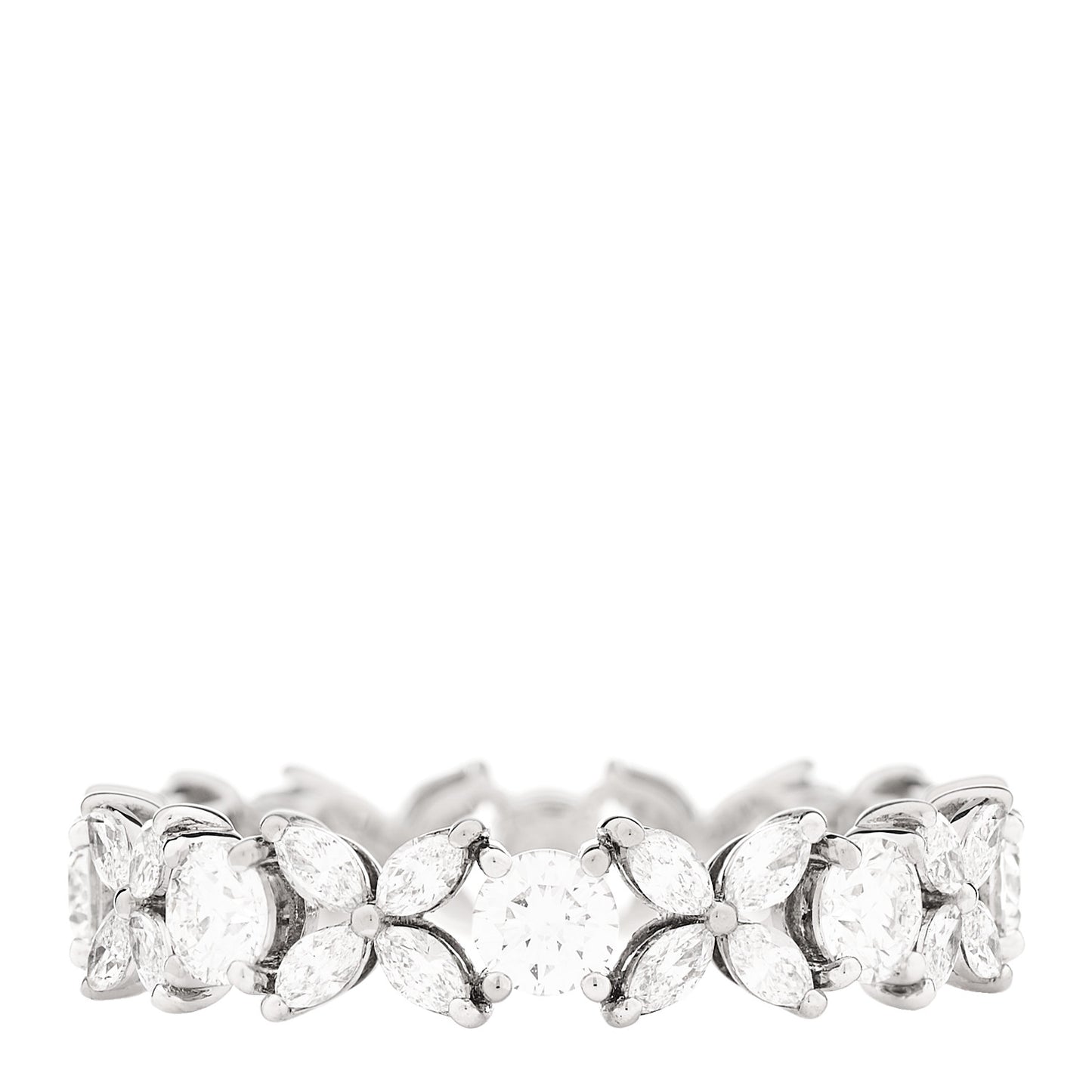 Platinum Diamond Victoria Alternating Band Ring 55 7.25