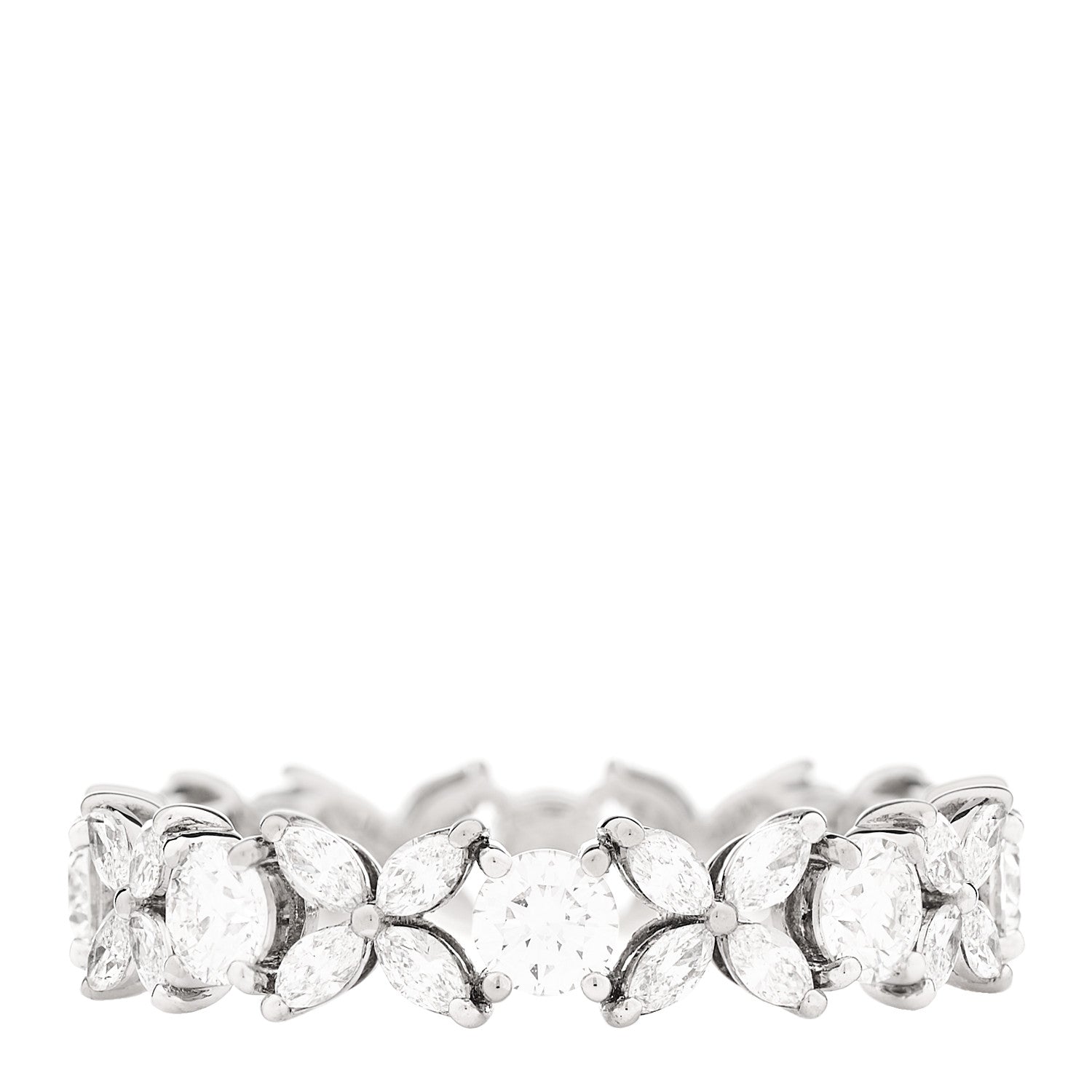 Tiffany Platinum Diamond Victoria Alternating Band Ring 55 7.25 1 of 5