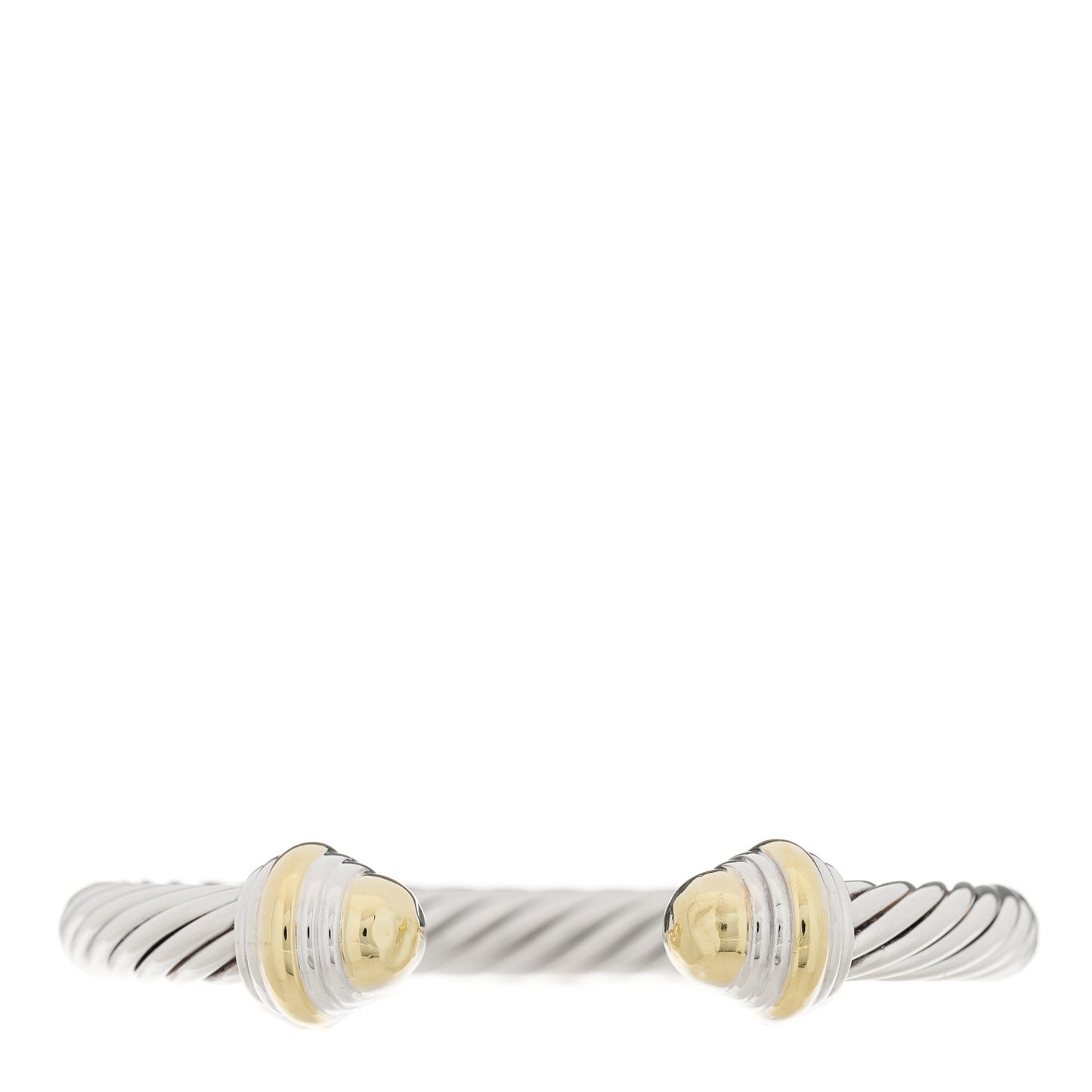 Sterling Silver 14K Yellow Gold 7mm Cable Classics Dome Bracelet