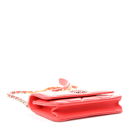 Chanel Lambskin Quilted Chanel 19 Flap Phone Holder With Chain Coral 3 of 10