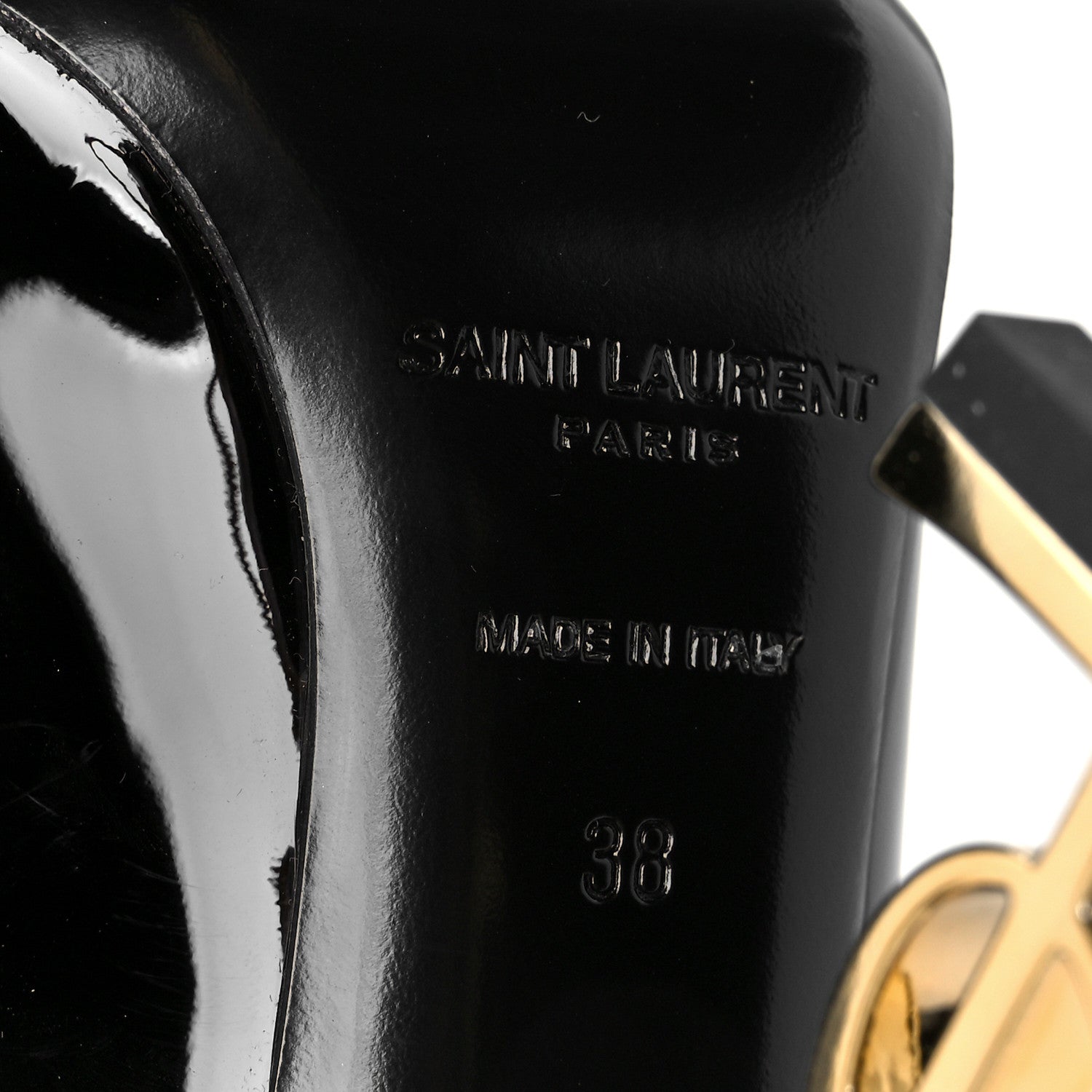 Saint Laurent Patent Opyum 110 Pumps 38 Black Gold 8 of 10