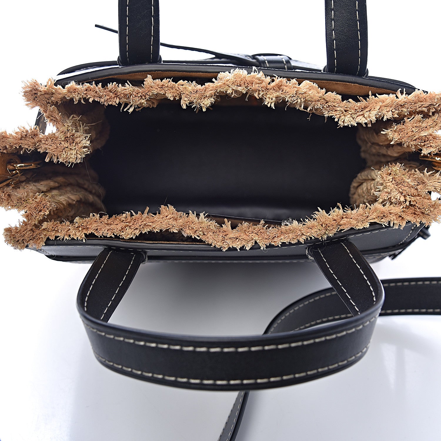 Loewe Calfskin Raffia Small Gate Tote Black 5 of 10