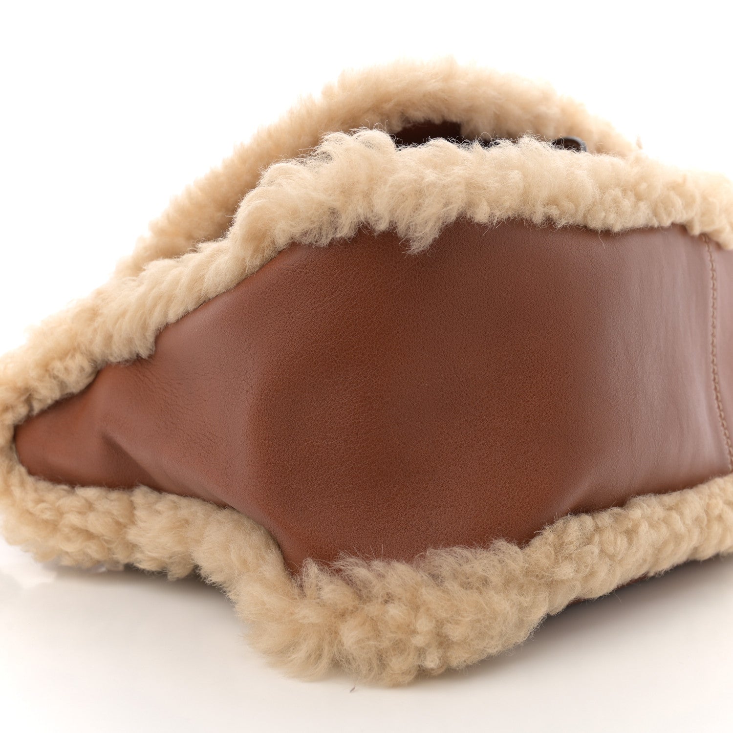 Chloe Calfskin Shearling Medium Marcie Satchel Tan 9 of 10