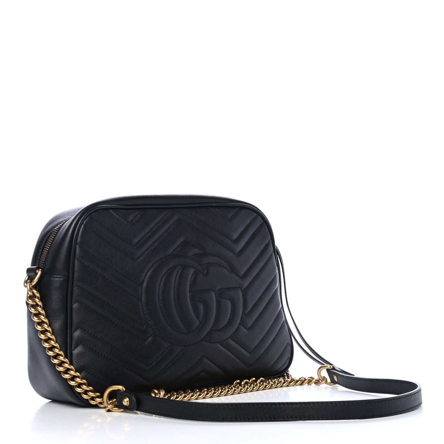 Calfskin Matelasse Medium GG Marmont Chain Shoulder Bag Black